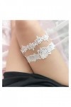 2pcs / Set Jarretière de Mariage Dentelle Brodé Floral Sexy Jarretière Dames/Anneaux de Cuisse de Mariée Couleur : Bleu, Tai