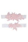 Ceinture pour Dames 2pcs mariée jarretière Dentelle Florale Perle incrusté élastique Porte-Jarretelles Ornements de Jambe pou