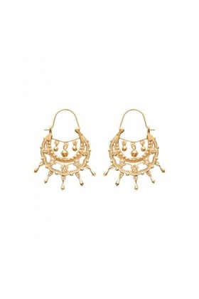 Boucles dOreilles Créoles en Plaqué Or et Oxyde de Zirconium - Gitane - Breloques - Baroque - 23 mm