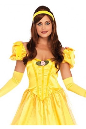 Leg Avenue- Deluxe Belle of The Ball Adult Sized Costumes, 86707-17601-Medium-Yellow, Jaune, M EUR 40-42 