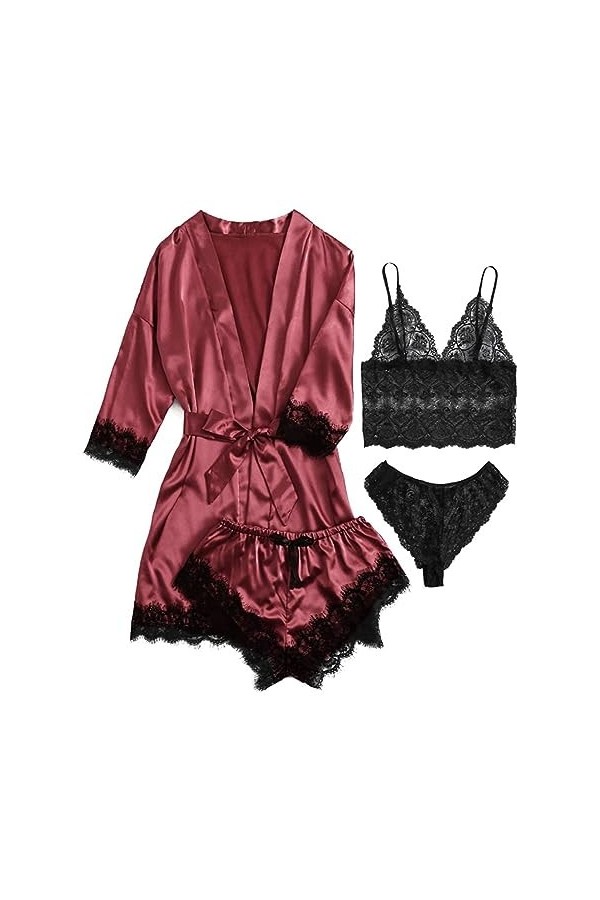 Bas de Lingerie Sexy pour Femmes, Pyjama dété à Bretelles, Robe de Chambre, Lingerie érotique, Ensemble de Chemise de Nuit
