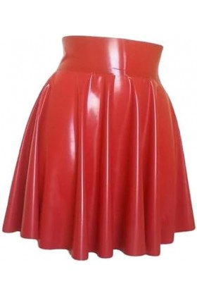 IDOBLO Jupe en Latex Sleek Rubber Fetish,Rouge,M