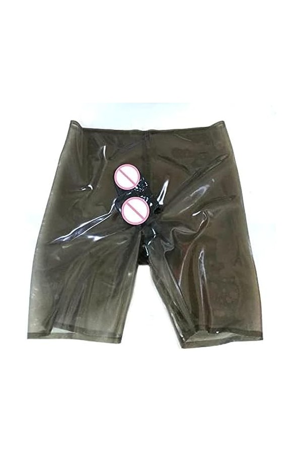 IDOBLO Short en Latex Noir Transparent sous-vêtement en Latex pour Hommes Personnalisé,Noir Transparent,XL