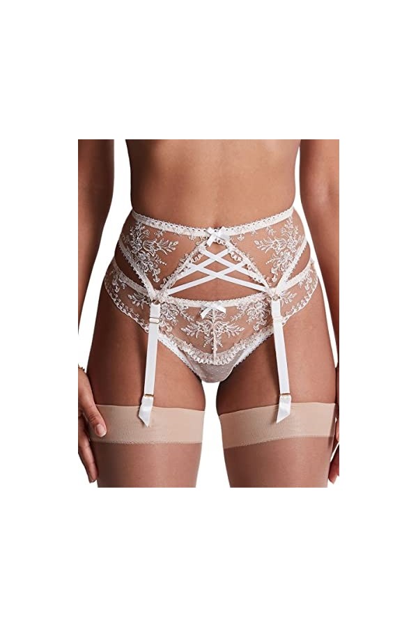 Aubade Tresor Infini Porte-jarretelles taille haute Lingerie de luxe, Vent blanc, X-Small
