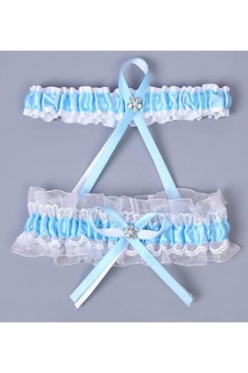 Jarretière en dentelle avec accessoires de mariage en dentelle sexy pour mariée - Bleu marine_Taille unique, Cadeaux Jarretiè