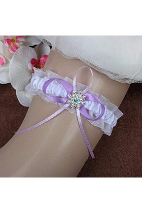 TONZN Accessoires mariée jarretière de Mariage, Jambe de Mariage avec Porte-Jarretelles en Dentelle élastique-Blanc_5pcs, Rob