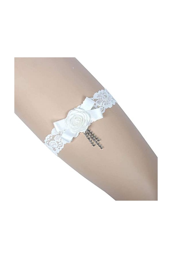 TONZN Accessoires Jarretière de Mariage de la mariée, Jambes de Mariage de la mariée décorées de Fleurs Faites à la Main élas