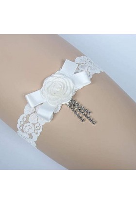 TONZN Accessoires Jarretière de Mariage de la mariée, Jambes de Mariage de la mariée décorées de Fleurs Faites à la Main élas