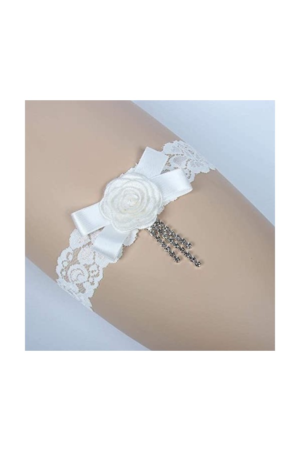 TONZN Accessoires Jarretière de Mariage de la mariée, Jambes de Mariage de la mariée décorées de Fleurs Faites à la Main élas