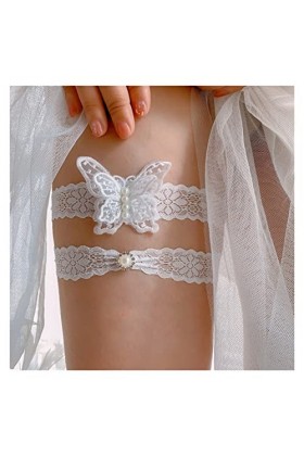 Jarretière de Mariage 2 pièces en Dentelle Sexy pour Femme Couleur : F Bleu Royal, Taille : Taille Unique G Bleu Ciel Tail