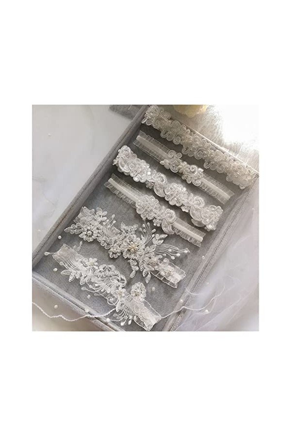 Jarretière de Mariage 2 pièces en Dentelle Sexy pour Femme Couleur : F Bleu Royal, Taille : Taille Unique G Bleu Ciel Tail