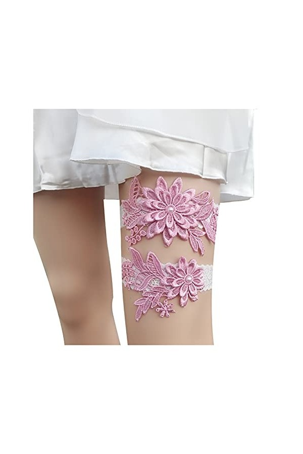 Jarretière de Mariage pour Les mariées, jarretière en Dentelle pour Bal de Mariage, Anneau de Jambe Couleur : Beige Beige