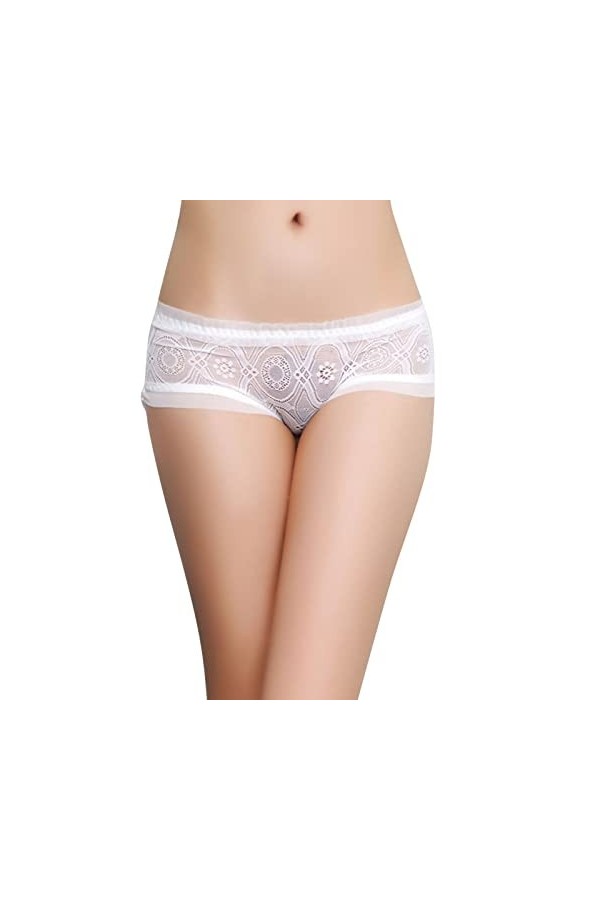 Ghemdilmn Sous-vêtements pour homme sexy et transparent - Culotte en dentelle - Culotte douce pour femme - Taille moyenne - S