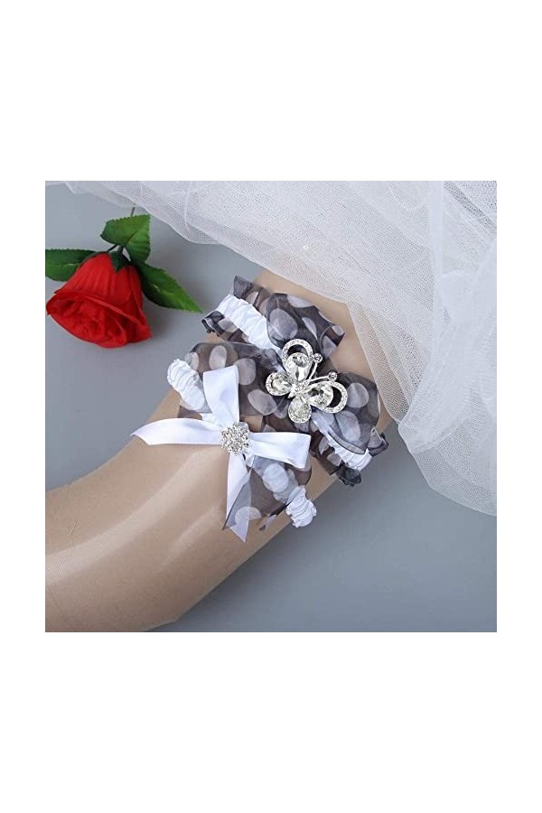 Cadeaux de Mariage pour jarretière de mariée, Accessoires de Mariage Nuptiale Porte-Jarretelles en Dentelle Extensible à la M