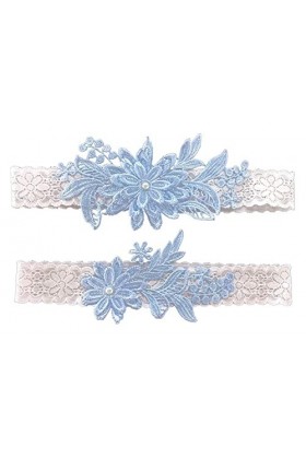 Jarretières de Mariage pour mariée jarretière en Dentelle de mariée Ensemble Anneau de Jambe Florale avec Fausses Perles Cous