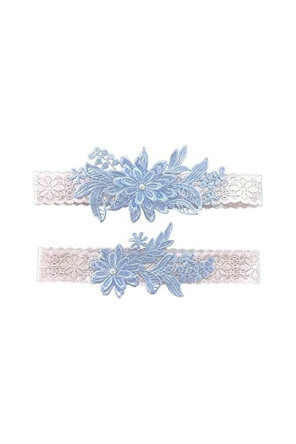 Jarretières de Mariage pour mariée jarretière en Dentelle de mariée Ensemble Anneau de Jambe Florale avec Fausses Perles Cous