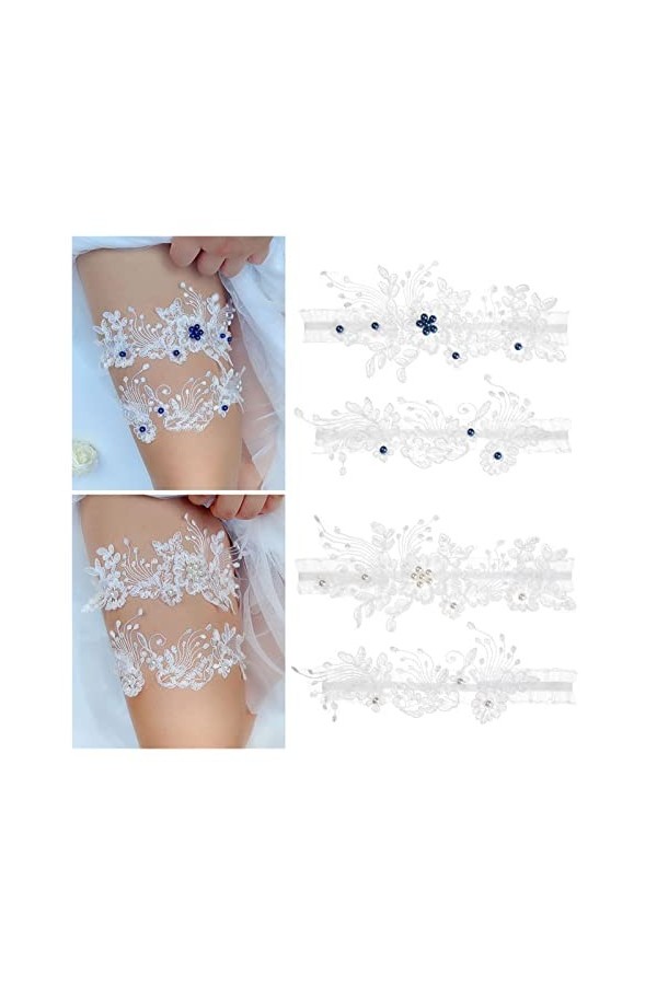Dentelle Fleur Cristal Perle De Mariage Jarretière Dentelle Broderie Florale Sexy Jarretière De Mariée Jambe Jarretière Coul