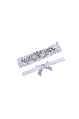Ceinture 2 pièces Mariage mariée Jambe jarretière Ornements Perle Strass Dentelle mariée Jambe décoration jarretière pour Fil