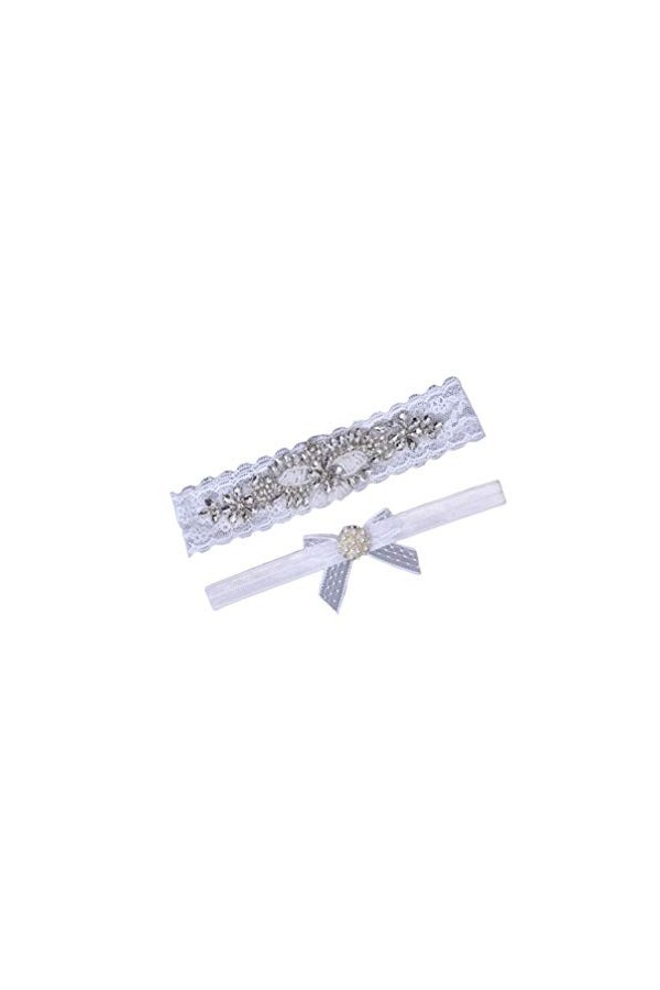 Ceinture 2 pièces Mariage mariée Jambe jarretière Ornements Perle Strass Dentelle mariée Jambe décoration jarretière pour Fil