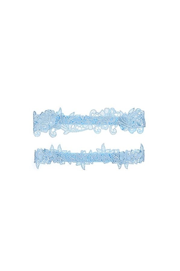 Jarretière de Mariage Ensemble Jarretelles en Dentelle Ceinture mariée jarretière Cadeau Couleur : Bleu Ciel Ciel Ciel 