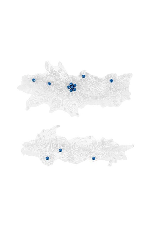 Ceinture 1 Paire de jarretière en Dentelle de Mariage avec Perle Bleue jarretière de mariée Jambe Ceinture Fleur Demoiselle d