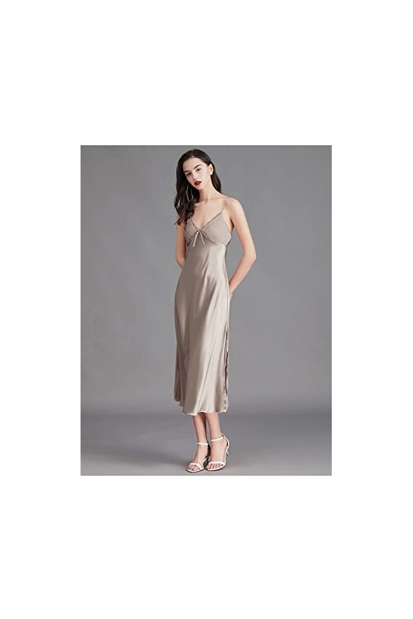 AKAZI Lingerie Sexy, Lingerie Femme Tempting Sexy, Pyjama à Bretelles Grande Taille pour Femme, Chemise de Nuit en Soie glacé