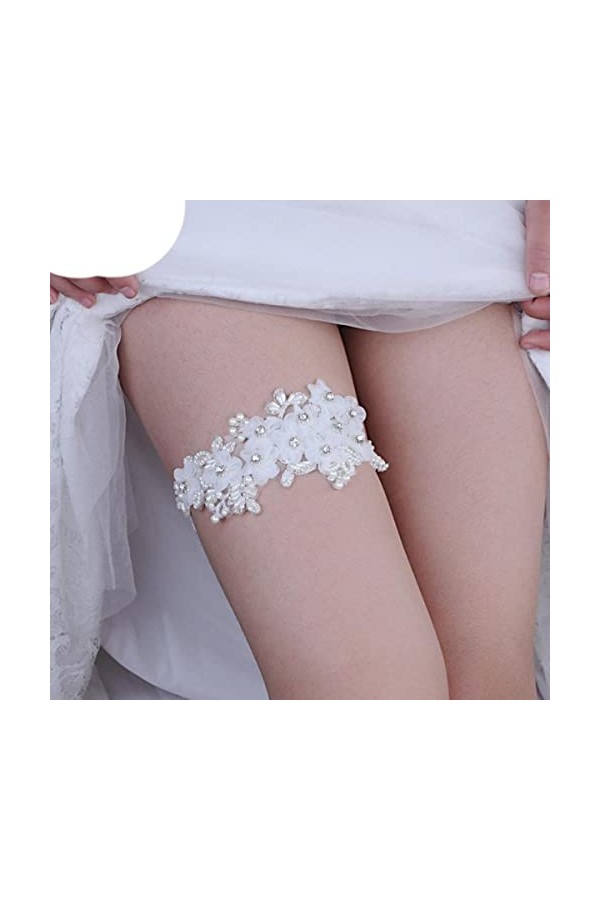 S355 Mariage élastique jarretière Fleur Blanche Perle Jarretelles Sexy Femmes/Femme/mariée Cuisse Anneau Dentelle Jambe Annea