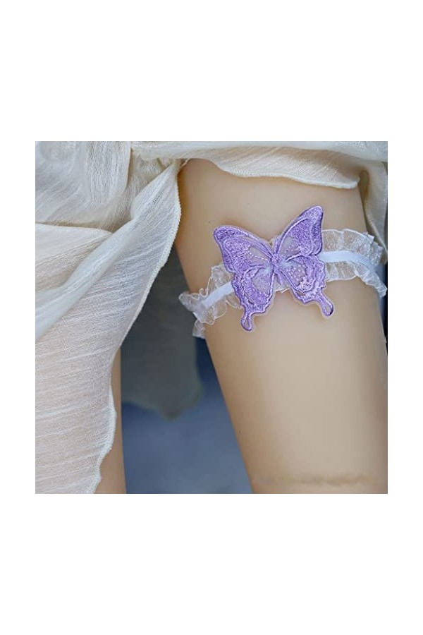 EXENXA Anneau de Jambe en Dentelle Jarretière de Jambe Sexy Accessoires de Mariage Jarretières de Bal Extensibles Color : C,