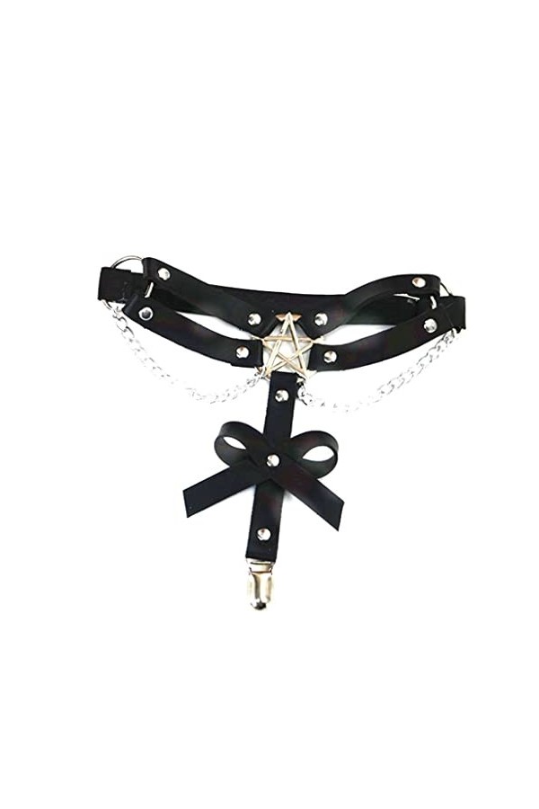 EXENXA Love Five-Star Hip-hop Show Tendance Jambe Anneau Sling Pied Anneau Cuisse Anneau Jarretière Couleur : Noir, Taille :