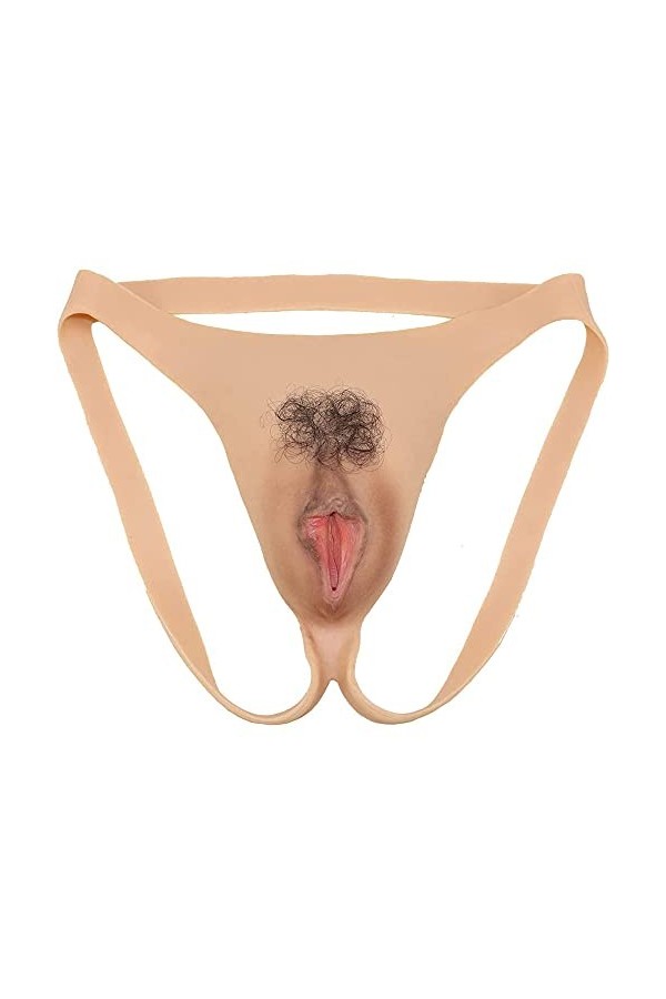 ZXJEN Culotte Crossdresser, Culotte en Silicone Doux Hommes Camel Toes Cacher Gaff Thong pour Transgenre Drag Queen Shemale,B