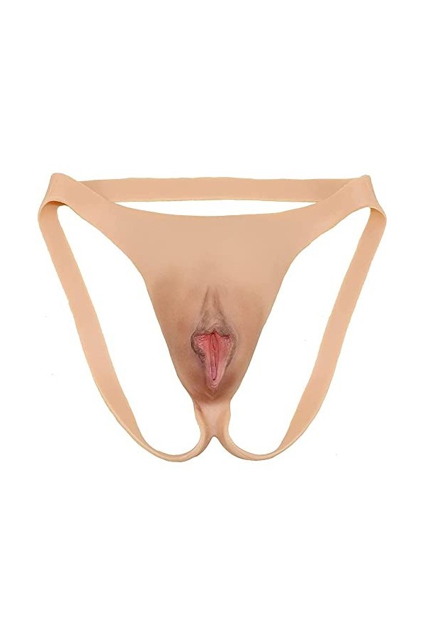 ZXJEN Culotte Crossdresser, Culotte en Silicone Doux Hommes Camel Toes Cacher Gaff Thong pour Transgenre Drag Queen Shemale,B