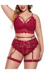 Lingerie Sexy pour Femme Coquine - Ensemble de Lingerie Sexy en Dentelle - Noir Burgundy L 
