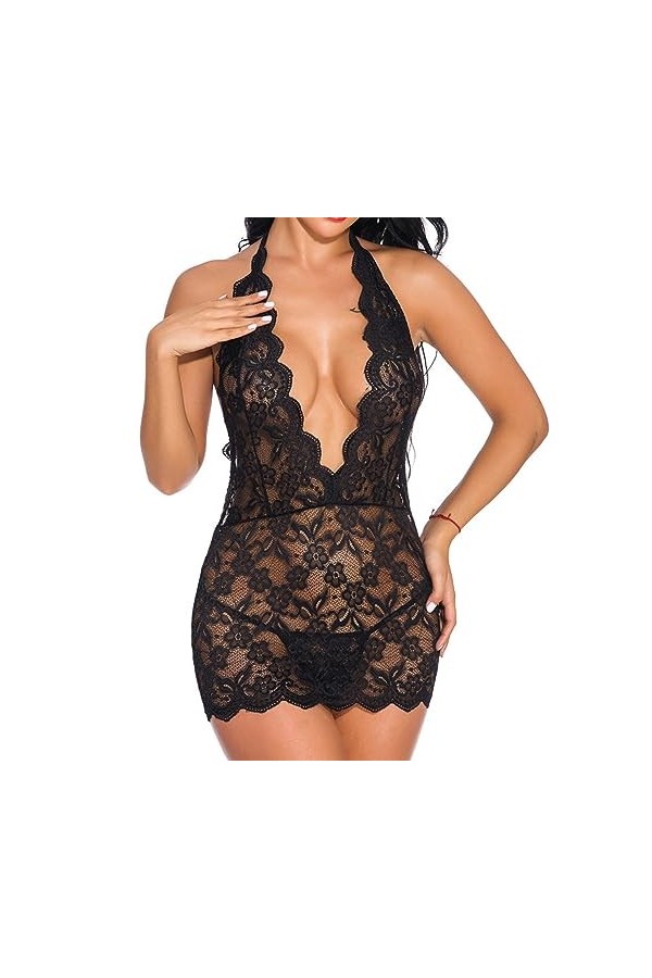 BAWHO sous-vêtements Sexy pour Femmes, col Licou, Dos Nu, Lingerie, Pyjama Sexy, vêtements de détente
