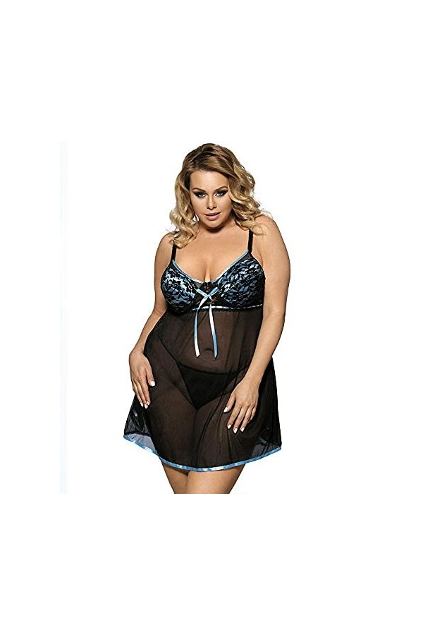 OQHAIR Baby Dolls Femme Lingerie Sexy Hot Women 3 Couleurs Perspective Dentelle Robe Sexy Chemise+Thongs sous-Vêtements Linge