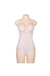 SUNMME Surdimensionné Sexy Dentelle Transparent Maille Couture Conjoined Femmes Lingerie Chemise De Nuit Jarretière Pyjama Ju