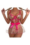 Dentelle brodée Mesh String Perspective Body Lingerie Sexy Robe String Costume Femmes sous-Vêtements Discothèque Clubwear Pyj