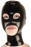 Capuche En Latex Noir Fermeture À Glissière Arrière Yeux Ouverts Bouche Nez Pour Masque En Caoutchouc Catsuit Tenue De Fête D