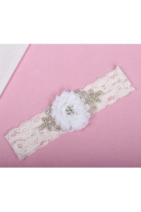 TONZN Jarretière élastiquée avec nœud en Dentelle, jarretière en Dentelle de décoration de Jambe de Mariage Nuptiale-Beige_XL