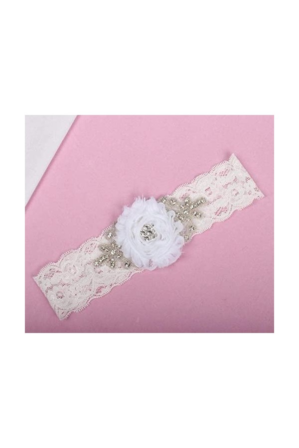 TONZN Jarretière élastiquée avec nœud en Dentelle, jarretière en Dentelle de décoration de Jambe de Mariage Nuptiale-Beige_XL