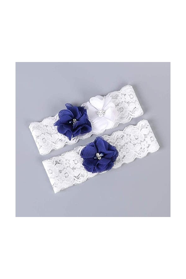 TONZN Jarretière de Mariage en Dentelle Florale, Jambes de la mariée décorées de jarretière en Dentelle-Blanc_30pcs, jarretiè