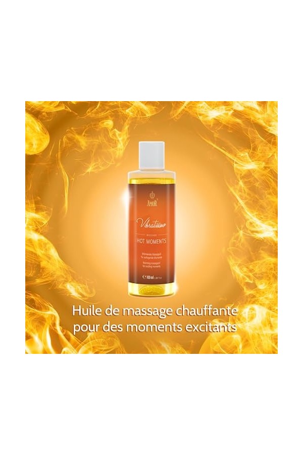 Vibratissimo « Hot Moments » huile de massage chauffante et apaisante, huile d’amour érotique, 100 ml