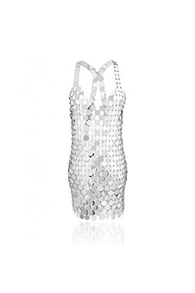 Robe Sexy pour Femme Robe à Paillettes Faite à la Main Robe de Soirée Sexy pour Femme Sling Robe Sexy Accessoires de Corps Bi