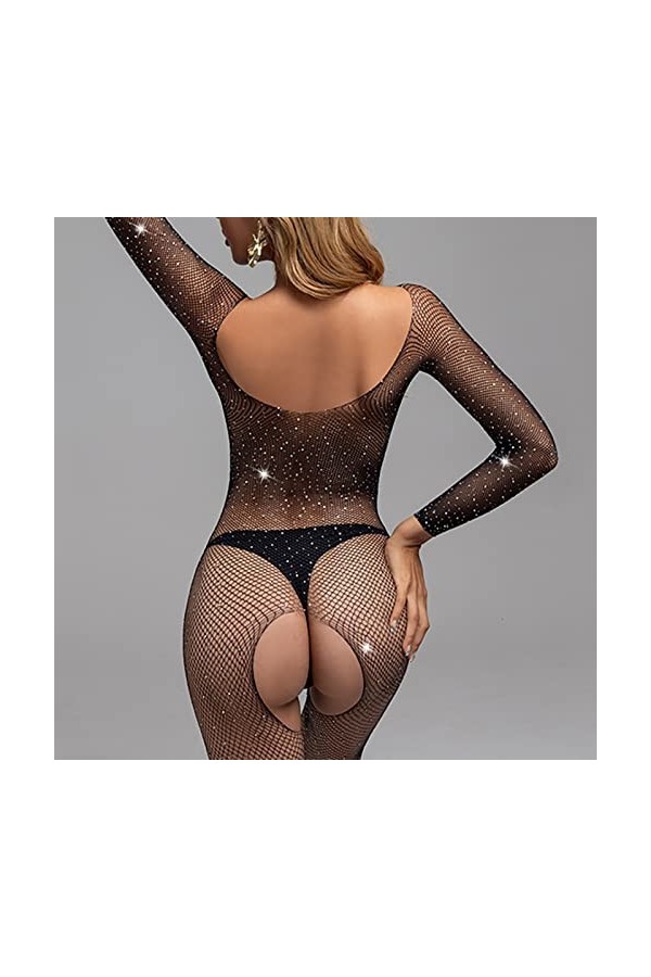 AKAZI Ensemble Nuisette Lingerie Sexy Style Ouvert, Ensemble Lingerie Sexy Délicat, Pyjama Sexy en Maille, Pyjama Érotique, N