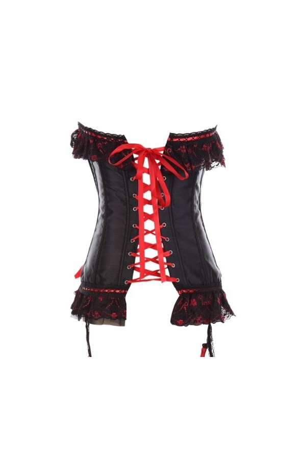 yumeng Corset à volants en dentelle et dentelle avec ruban taille : 44-46 