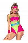 Leg Avenue 5 PC 80s Workout Hottie, includes bandeau, suspender romper, belt, wrist bands, and headband.