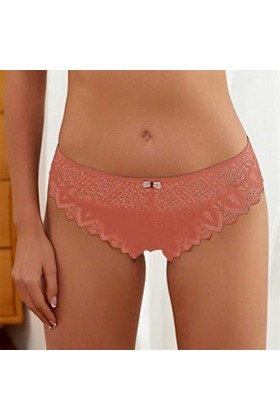 ORANDESIGNE C Rose Culottes en Dentelle Femmes Strings Hipster sous-Vetements Sexy Crochet Creux sous-vêtement M
