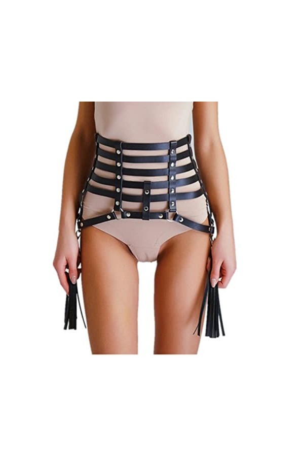 Porte-Jarretelles en Cuir Punk Cuir Taille Chaîne Ceinture Ventre Chaîne Night Club Dance Party Carnaval Cuisse Corps Taille 