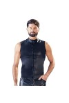 UUKR Hommes Mens Matt Débardeurs Débardeurs Sexy Fermeture à glissière Sans Manches Tops Homme Étape Faux Cuir Gilet Dershirt