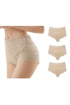 Trifolium Lot de 3 culottes sexy en dentelle pour femme - Taille haute - Transparent, Rose - Lot de 3., 46-48