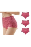 Trifolium Lot de 3 culottes sexy en dentelle pour femme - Taille haute - Transparent, Rose - Lot de 3., 46-48